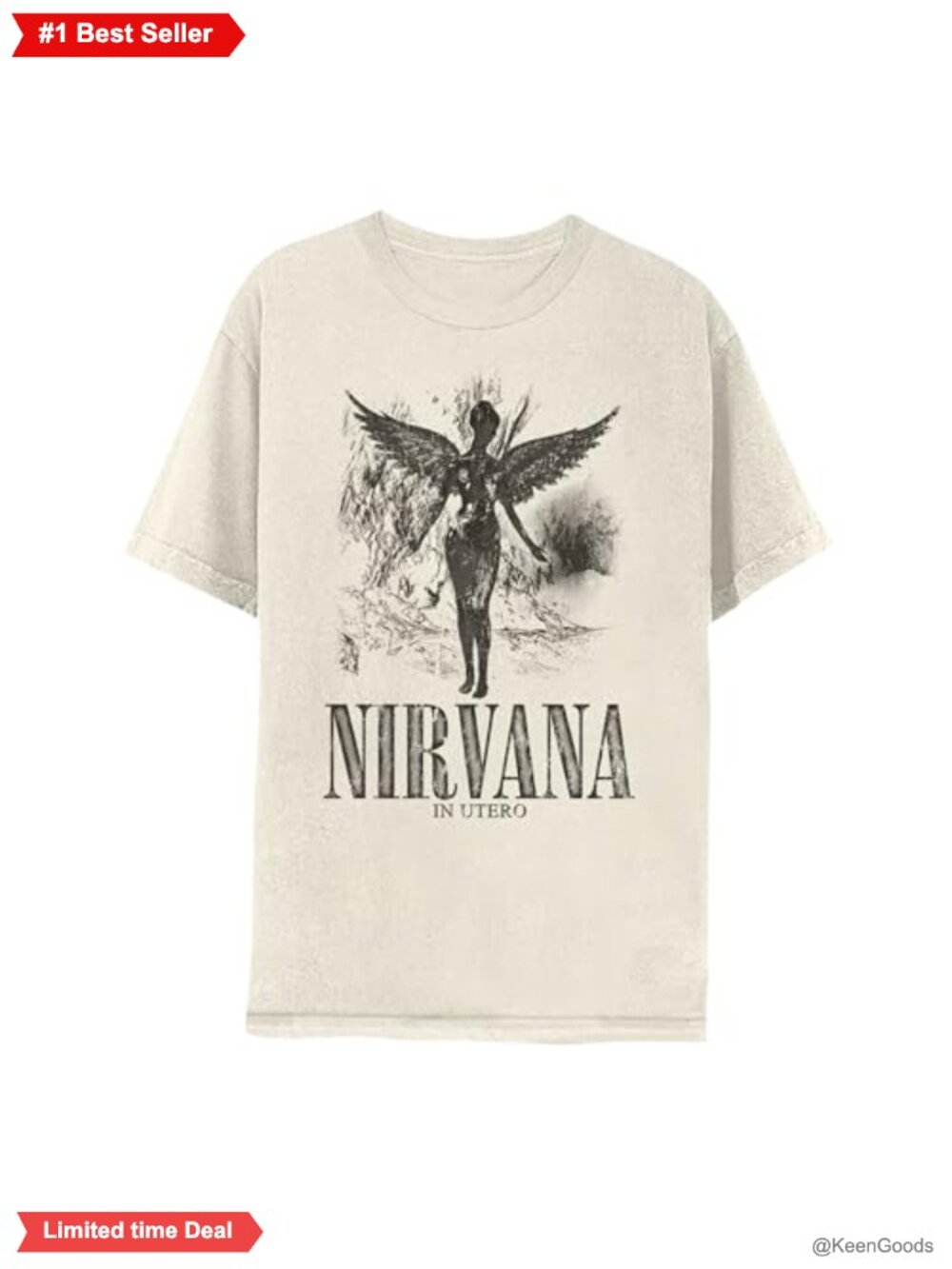 Nirvana In Utero Winged Angel Vintage Style 100% Cotton T-Shirt